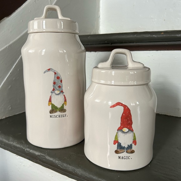 Rae Dunn MISCHIEF. & MAGIC. Gnome Canisters